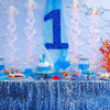 4 Pieces Glitter Iridescent Jellyfish Honeycomb Mermaid Party Jellyfish Lanterns Ocean Blue Hanging Jellyfish Decorations under the Sea Honeycomb Decorations Coaster Ocean Jellyfish Decor (Blue)