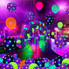 90Pcs UV Neon Balloons, 12” Neon Polka Dot Glow Party Blacklight Balloons Glow in the Dark, Latex Helium Balloon for Birthday, Wedding, Neon Party, Glow Party Decorations Supplies